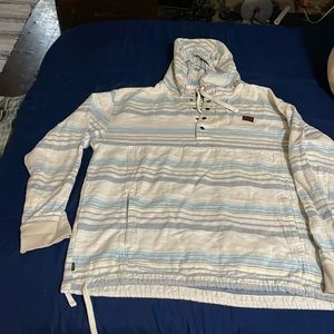 Men’s large O’Neill pullover, Beach pull over cream, white turquoise tan